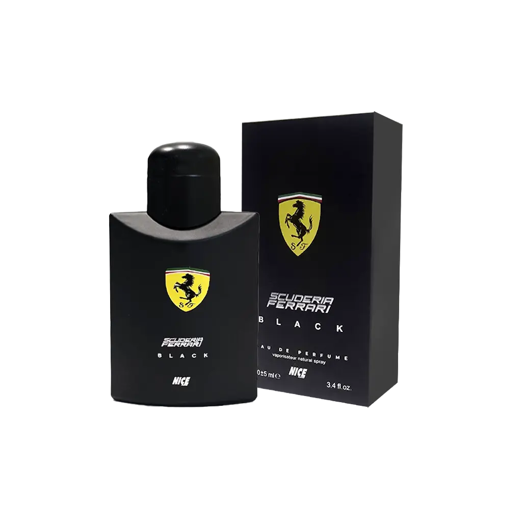 ادوپرفیوم-مردانه-نایس-Nice-مدل-فراری-بلک-Ferrari-Black-حجم-100-میلی-لیتر-طرح-مارک